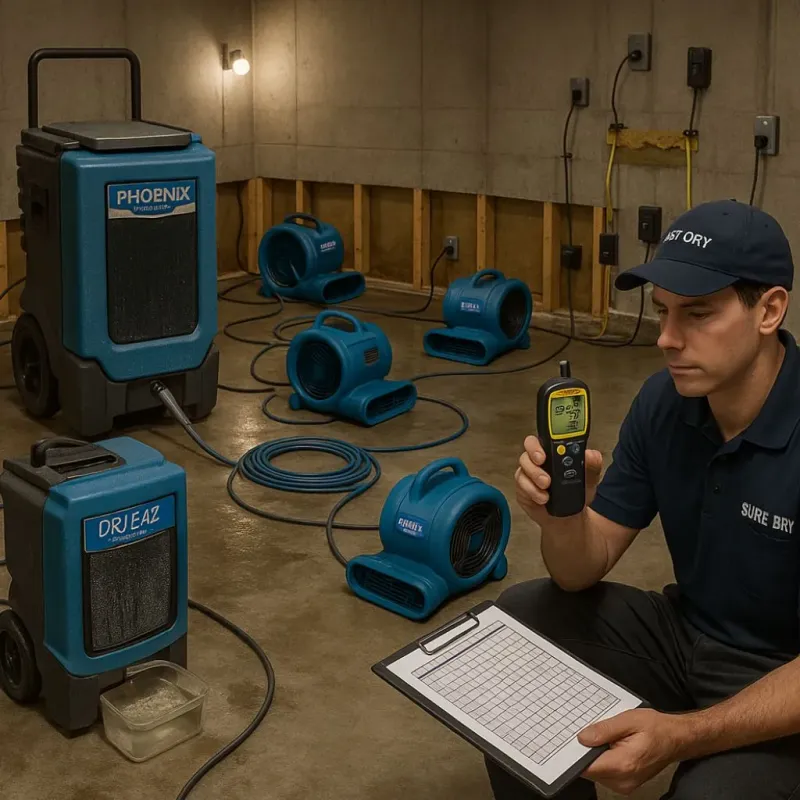 Structural Drying and Dehumidification process in Spotswood, NJ